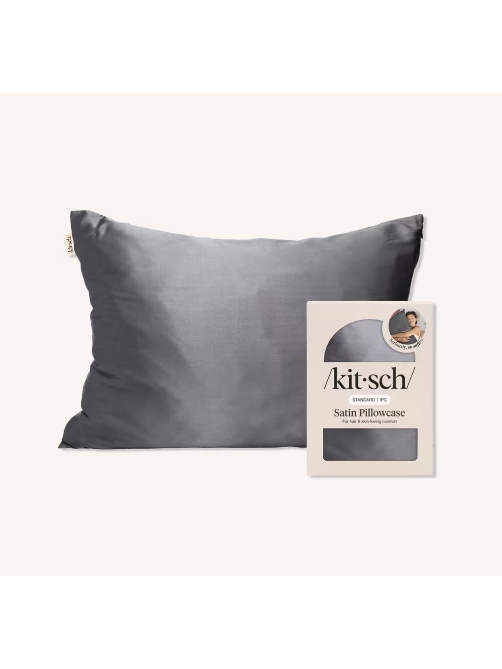 Kitsch - Charcoal Satin Pillowcase Standard Size NEW
